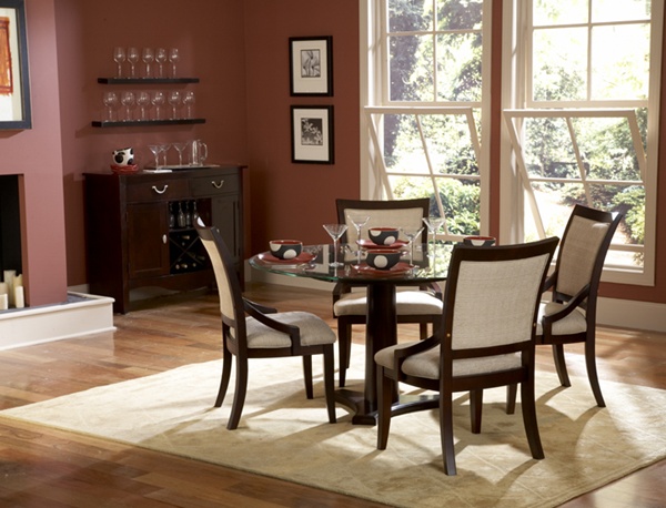 Glendale Round Glass Dining Room Table Set