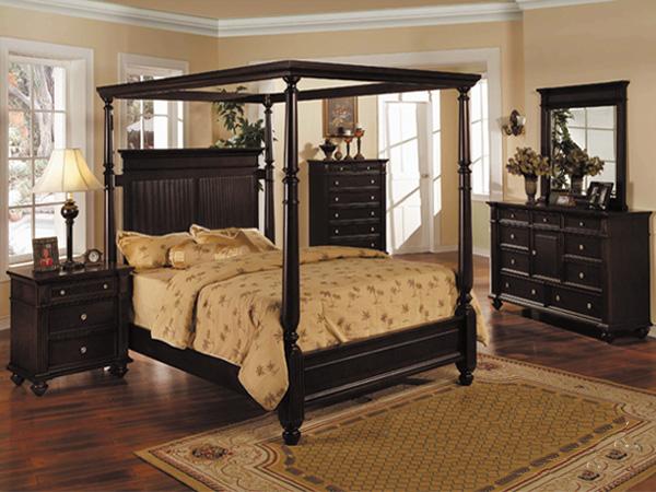 Nautilus Espresso Bedroom Set with Canopy Bed
