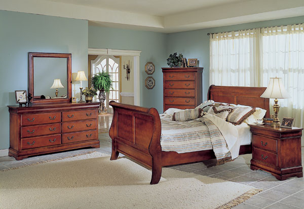 Charlotte Walnut Bedroom Furniture Set with Sleigh Bed