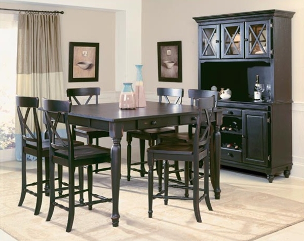 Concord Distressed Black Pub Table Set