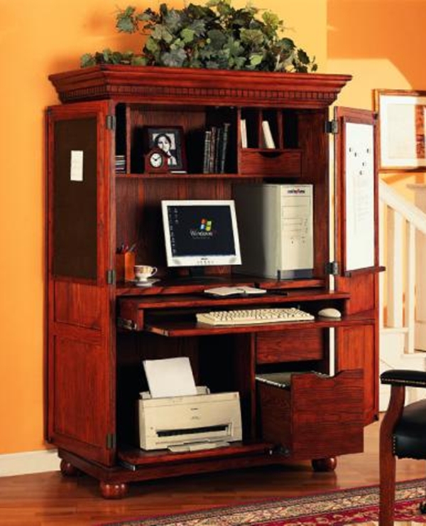 Conley Oak Computer Armoire