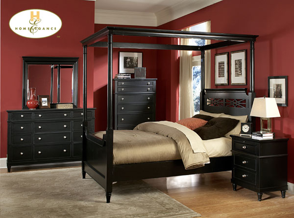 Providence Black Bedroom Set with Canopy Bed