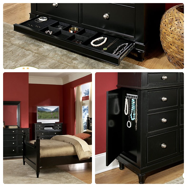 Providence Black Bedroom Set with Canopy Bed
