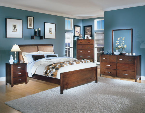 Dayton Cappuccino Bedroom Set with Microfiber Headboard