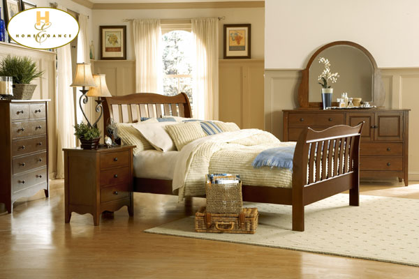 Hampton Cherry Bedroom Furniture Set with Sleigh Bed