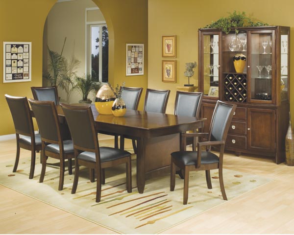 Yonkers Dining Room Table Set with Leather Chairs