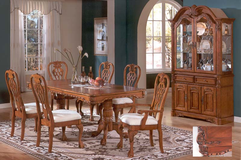 Ramona Oak Dining Room Set with China Cabinet