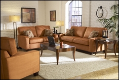 Newberry Living Room Sofa Set in Coral Microfiber