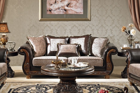 Meredith Leather and Chenille Living Room Set