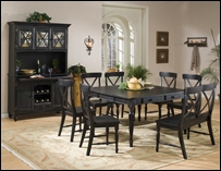 Concord Distressed Black Dining Room Table Set with Bench