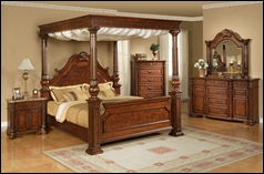 Opal Cherry Bedroom Set with Canopy Bed