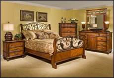 Tuscany Bedroom Set with Wrought Iron Accents