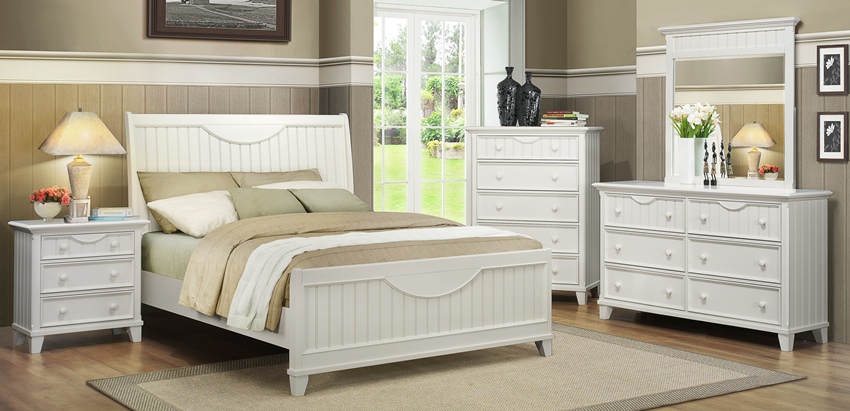 Tipton Quaint Cottage White Bedroom Set | Von Furniture