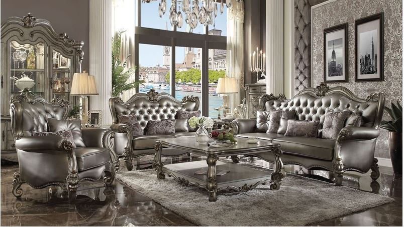 Lucca Formal Living Room Set in Platinum