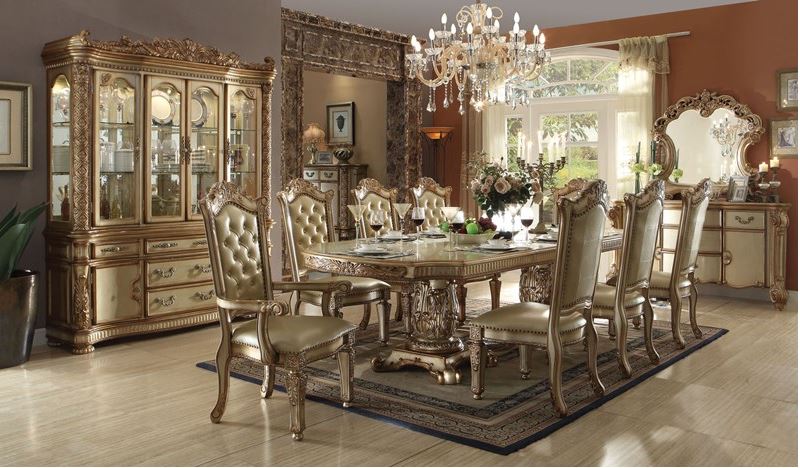 Walther Formal Dining Room Set in Gold